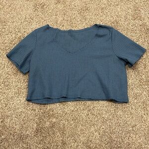 Blue Shein crop top one shoulder.